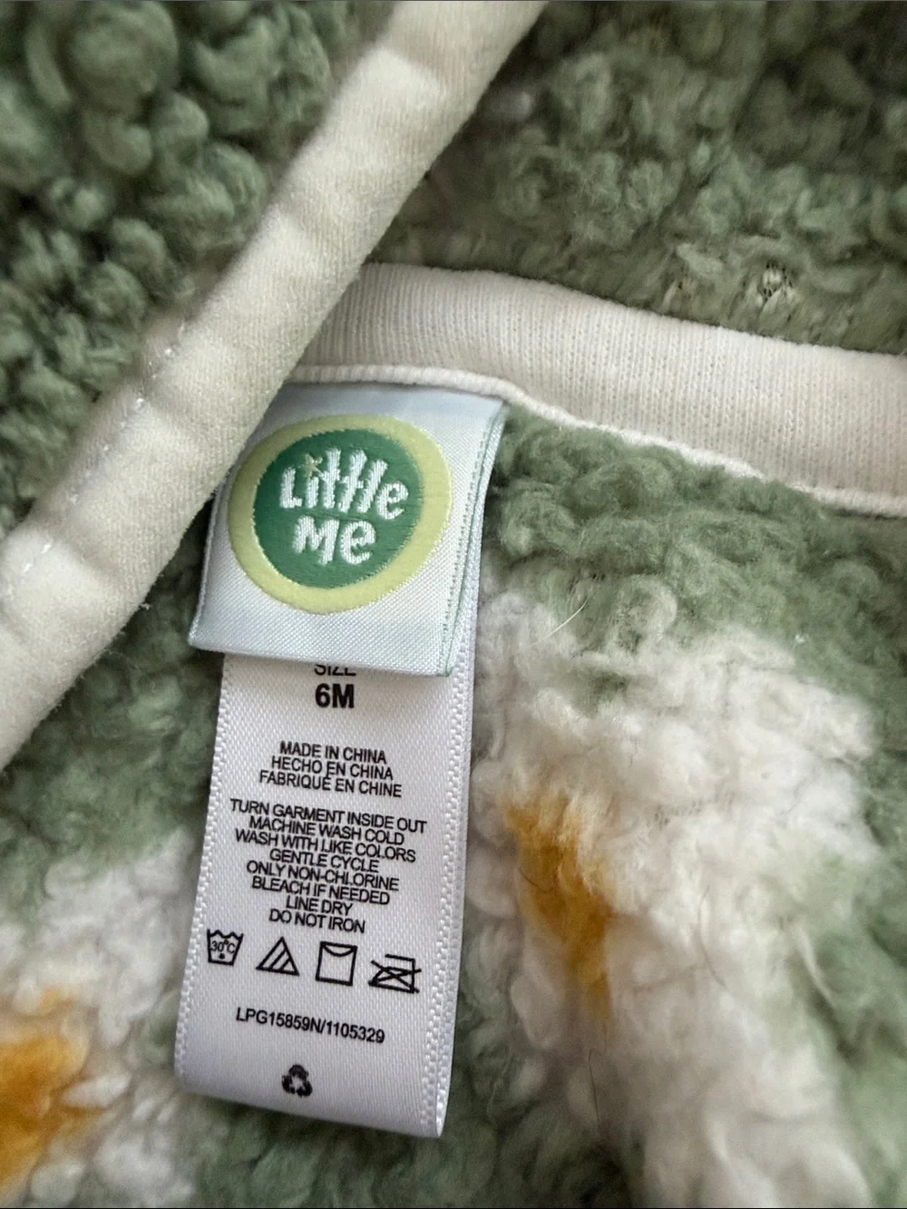Baby girl Green Sherpa Hooded Jacket with Daisy Pattern 3-6 months